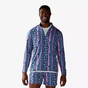 Chubbies Mens The Hammer Movementum Quarter Zip Pullover Geometric Navy Medium